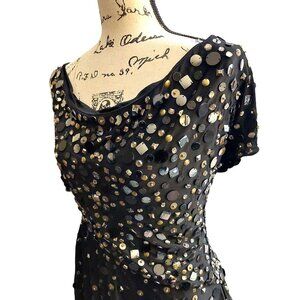 John Richmond Romanesque Black Embellished S/S Tunic Blouse Sz 42 NWT